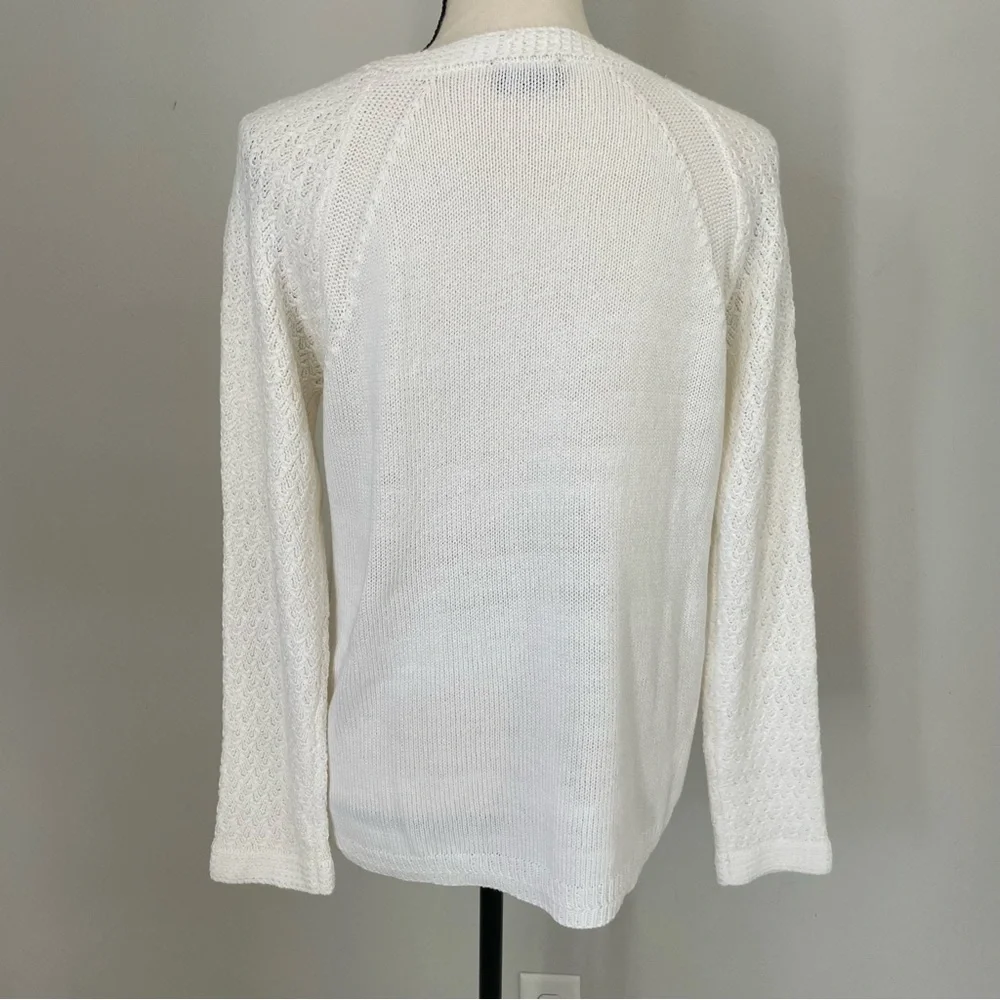🦃Jones New York White Cable Knit Crew Neck Sweater - Picture 3 of 4